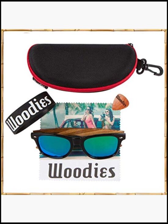 Real Zebra Wood Sunglasses with Green Mirrored Polarized Lens
